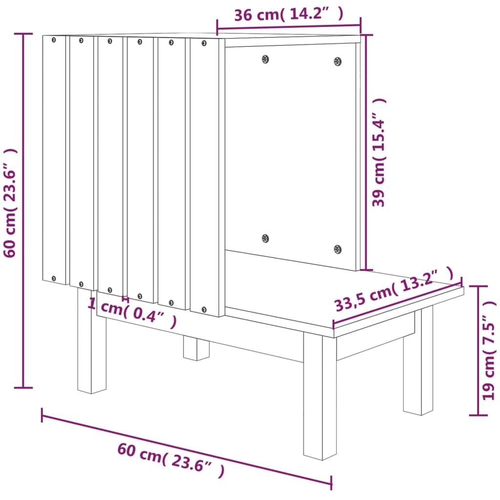 Cat House White 60x36x60 cm Solid Wood Pine
