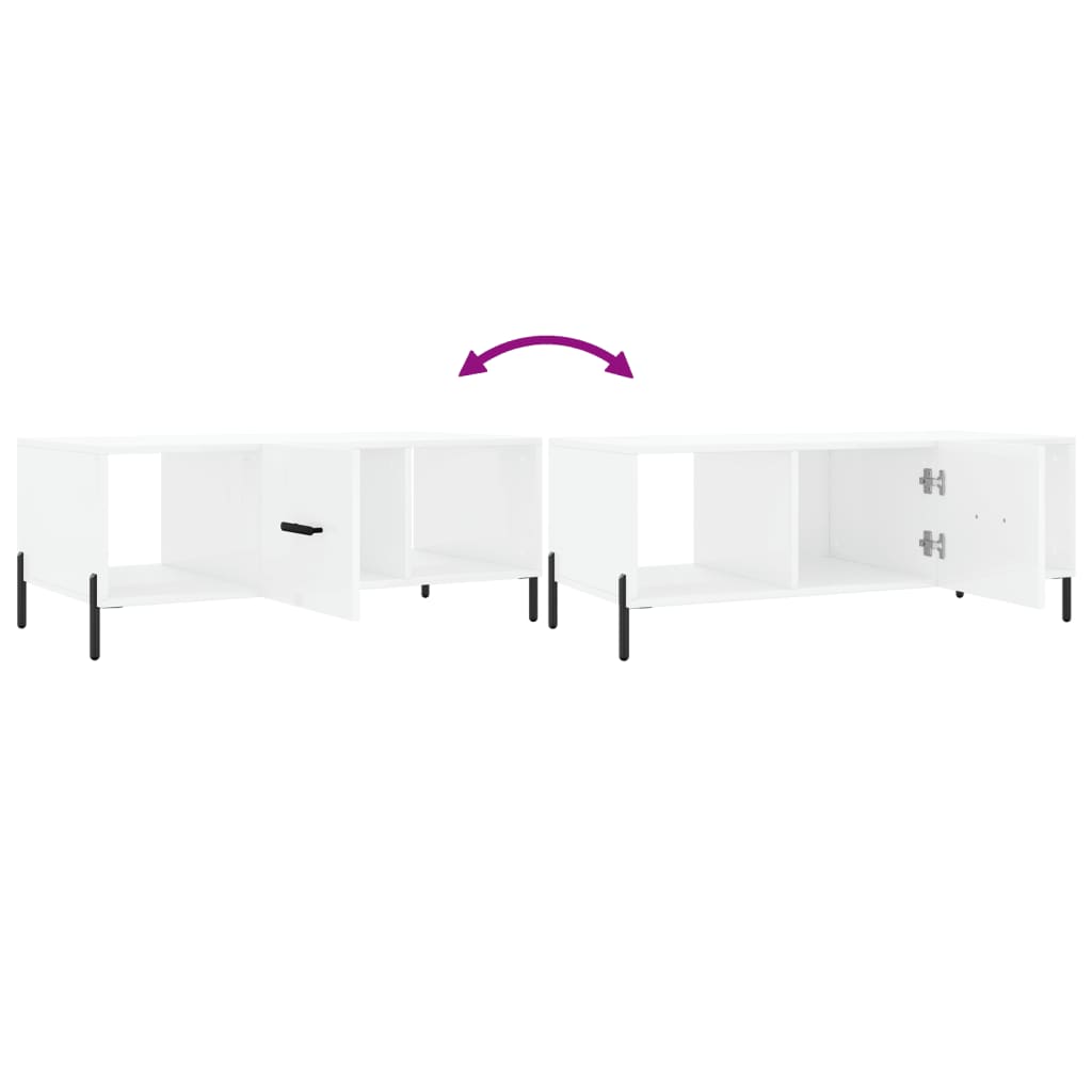 Coffee Table High Gloss White 102x50x40 cm Engineered Wood