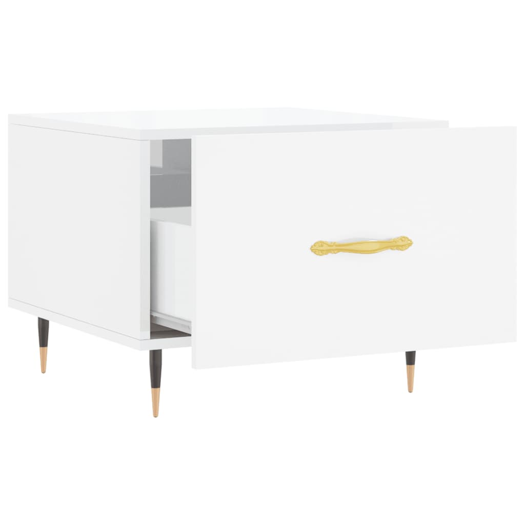 Coffee Table High Gloss White 50x50x40 cm Engineered Wood