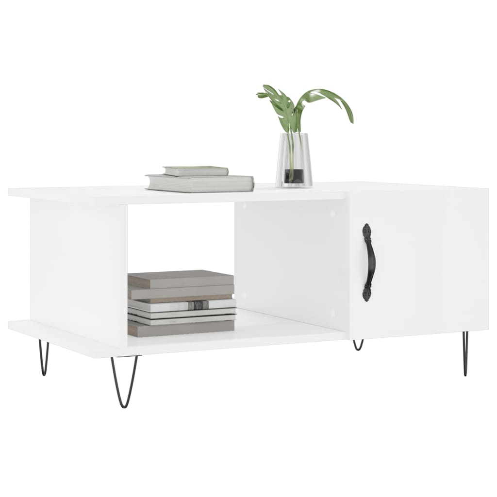 Coffee Table High Gloss White 90x50x40 cm Engineered Wood