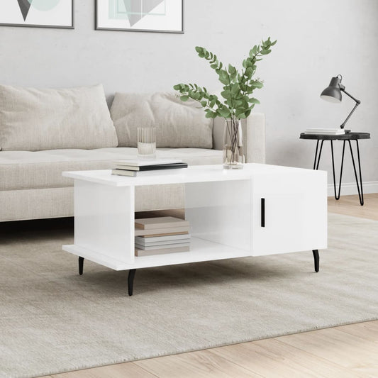 Coffee Table High Gloss White 90x50x40 cm Engineered Wood