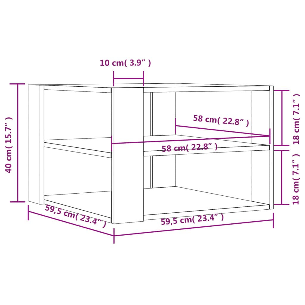 Coffee Table Smoked Oak 59.5x59.5x40 cm Engineered Wood