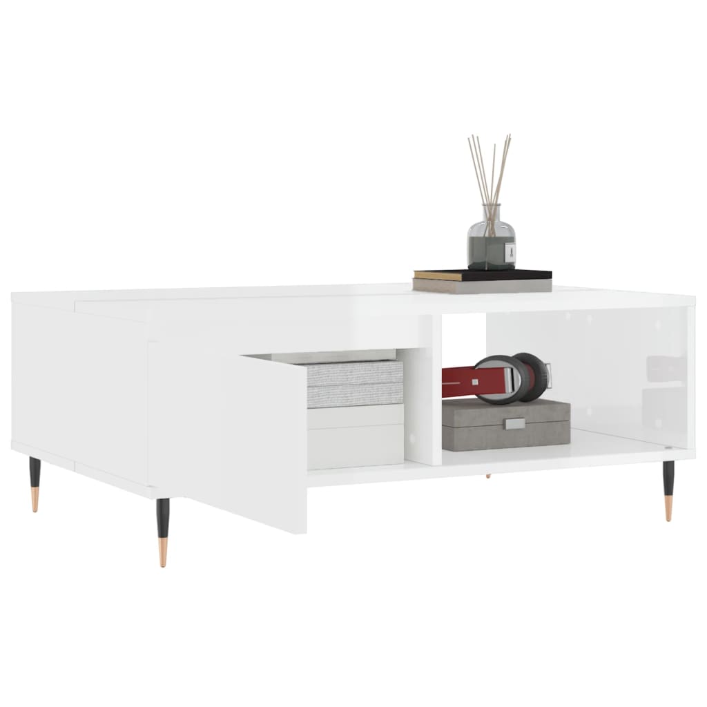 Coffee Table High Gloss White 90x60x35 cm Engineered Wood