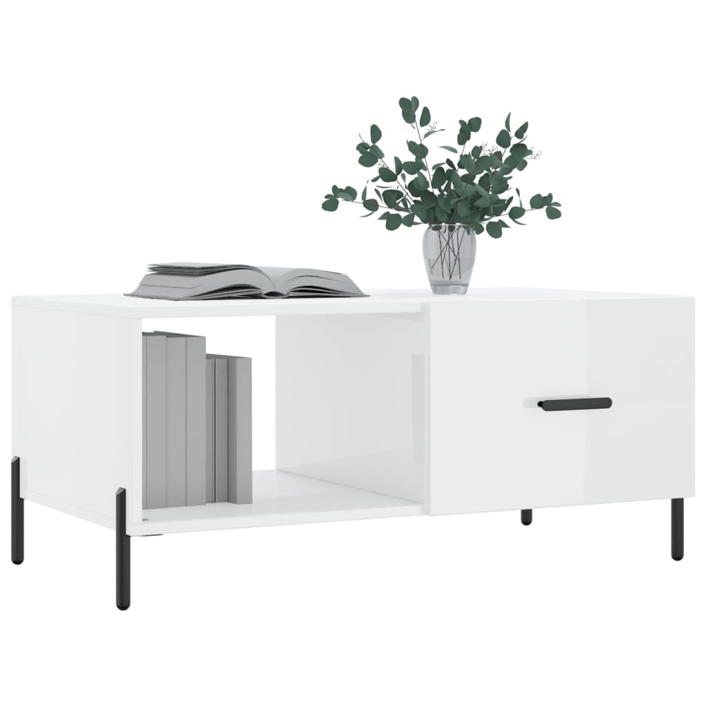 Coffee Table High Gloss White 90x50x40 cm Engineered Wood