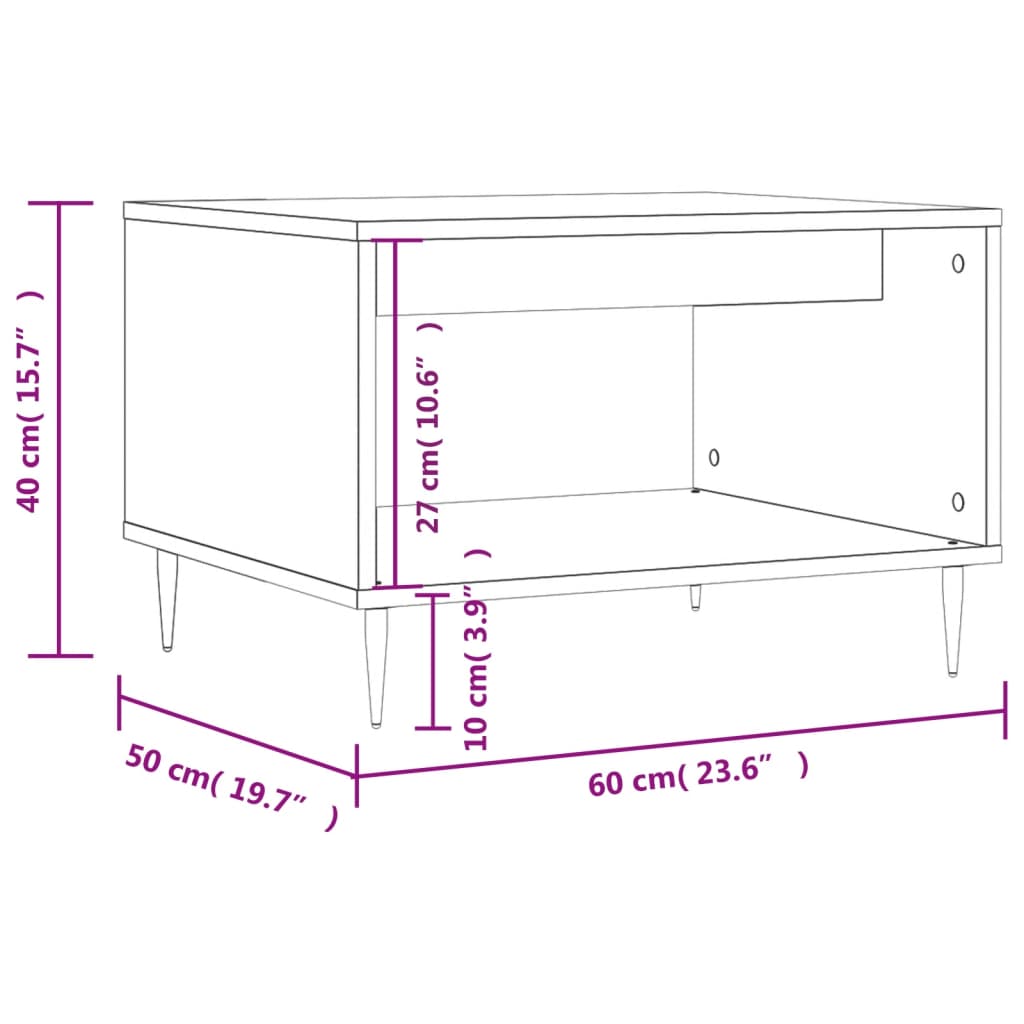 Coffee Table Smoked Oak 60x50x40 cm Engineered Wood