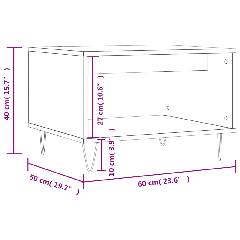 Coffee Table Smoked Oak 60x50x40 cm Engineered Wood