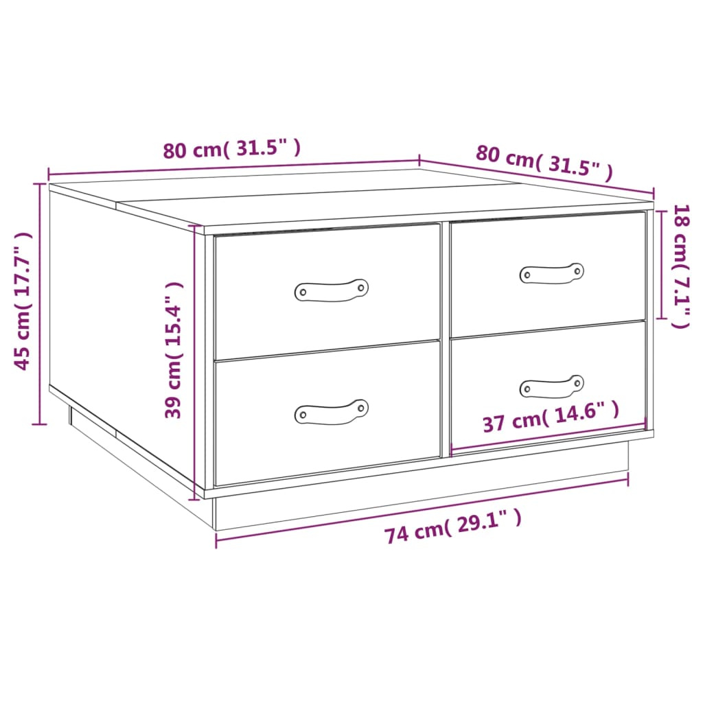 Coffee Table Honey Brown 80x80x45 cm Solid Wood Pine
