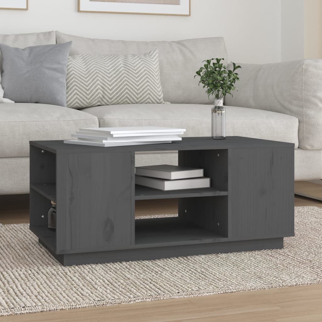 Coffee Table Grey 90x49x40.5 cm Solid Wood Pine
