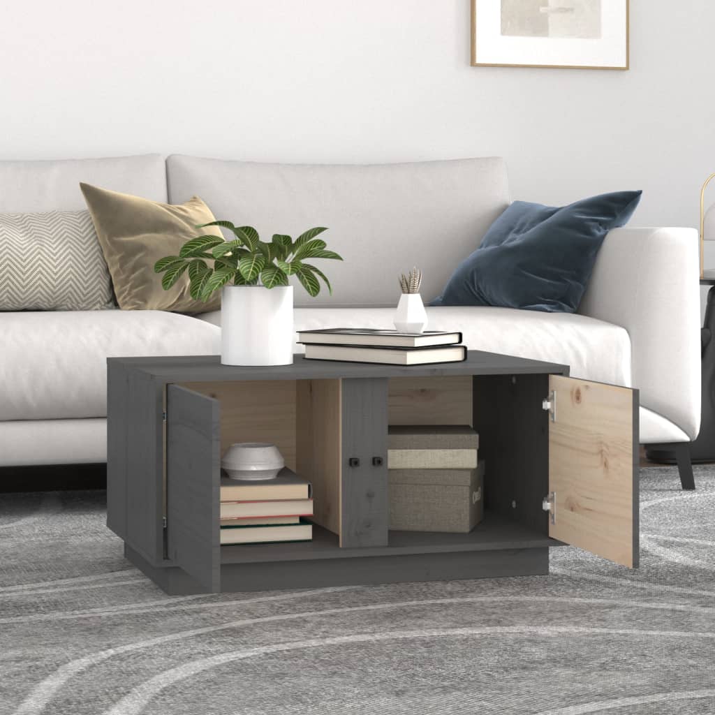 Coffee Table Grey 80x50x40 cm Solid Wood Pine