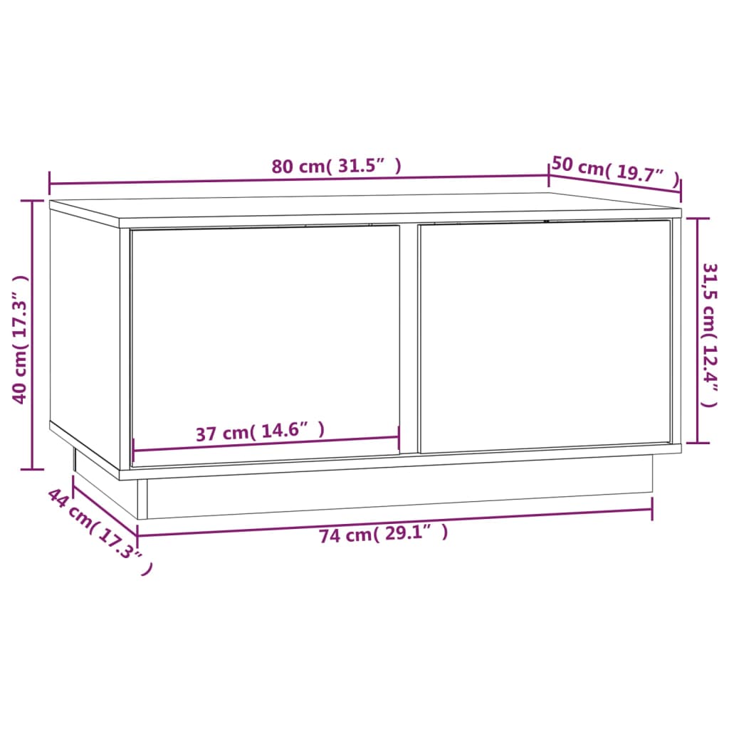 Coffee Table Grey 80x50x40 cm Solid Wood Pine