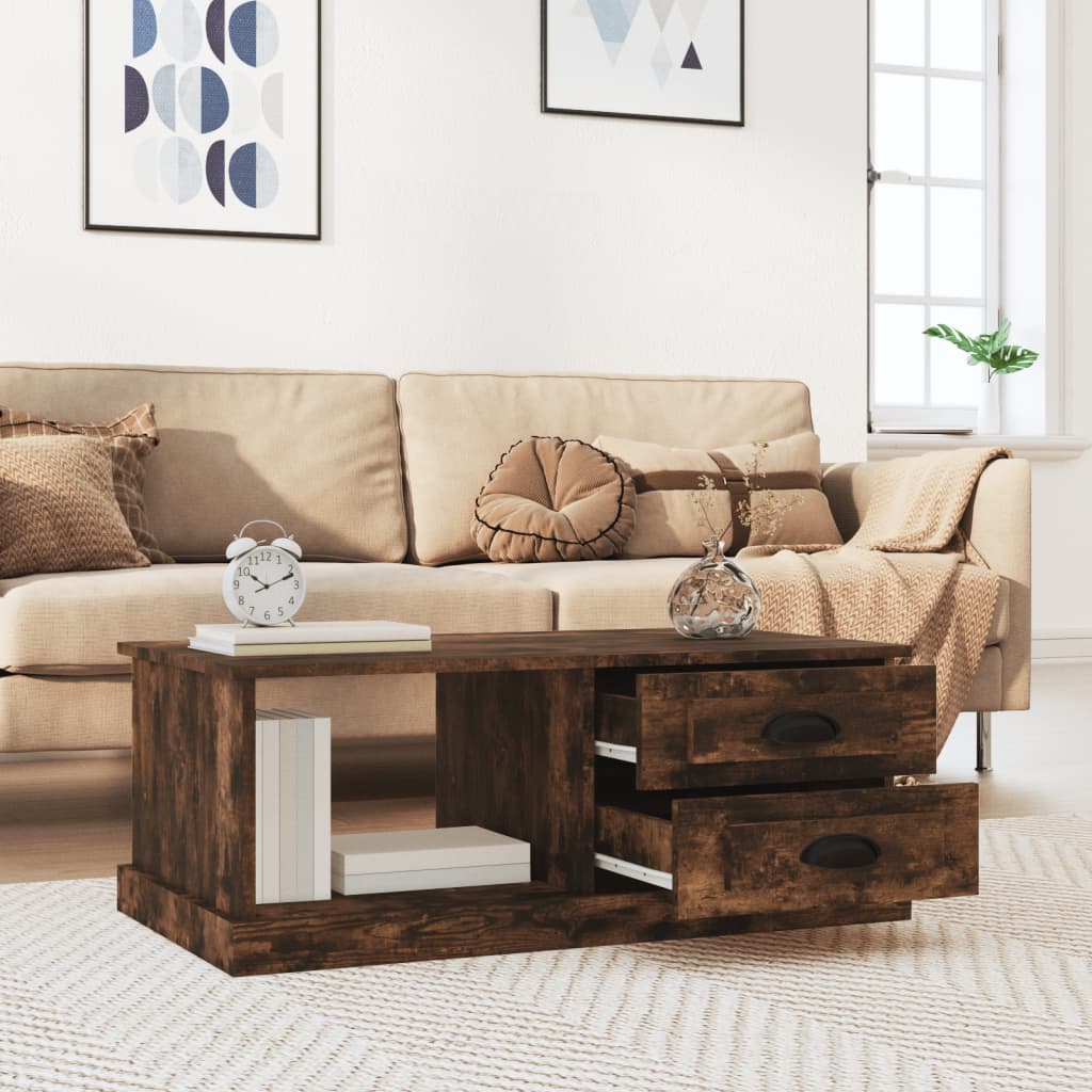 Coffee Table Smoked Oak 90x50x35 cm Engineered Wood
