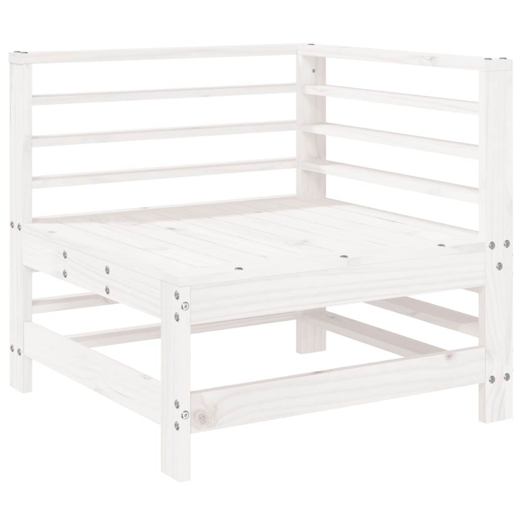 3 Piece Garden Lounge Set White Solid Wood Pine