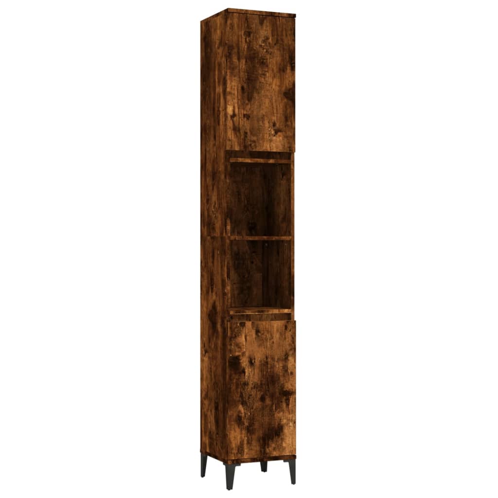 3 Piece Bathroom Cabinet Set Smoked Oak Engineered Wood