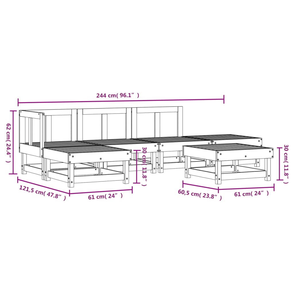 6 Piece Garden Lounge Set Solid Wood Douglas