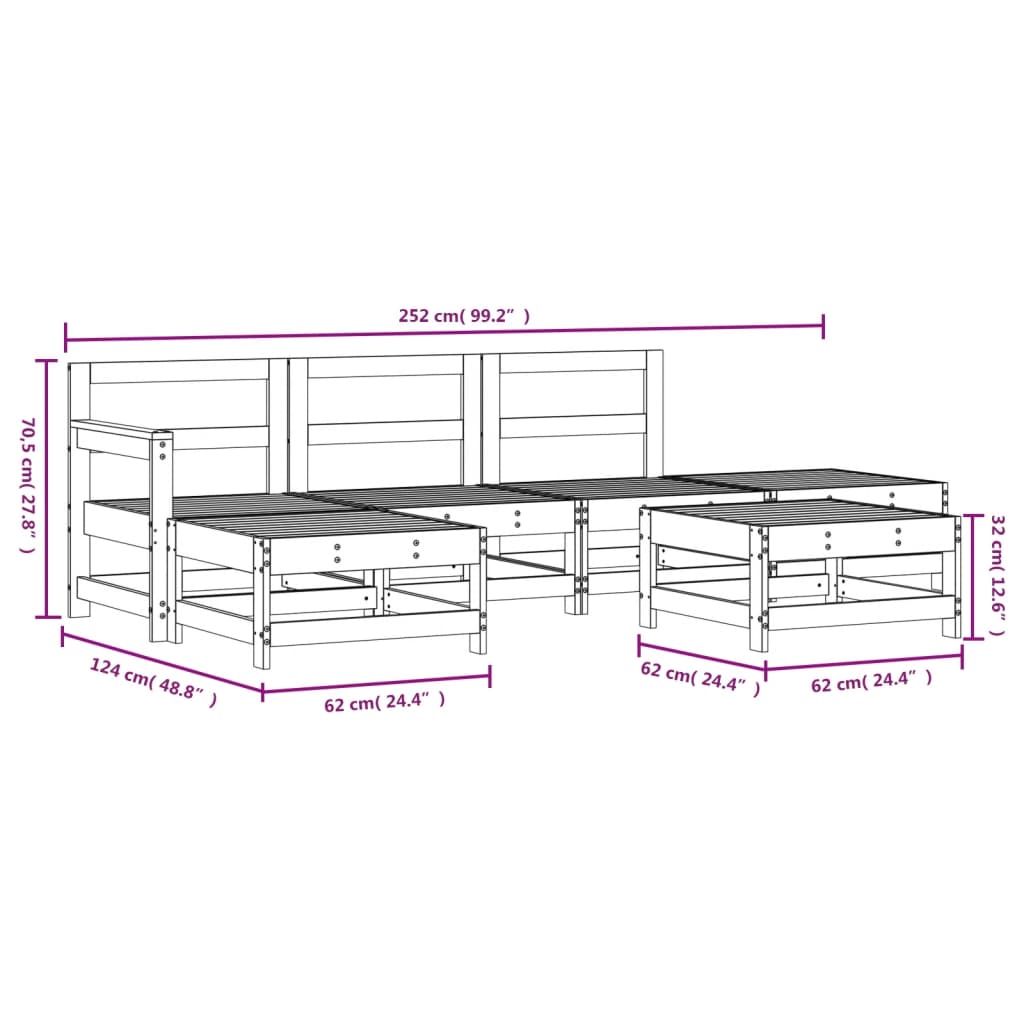 6 Piece Garden Lounge Set Solid Wood Douglas