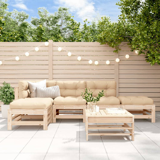 6 Piece Garden Lounge Set Solid Wood Pine