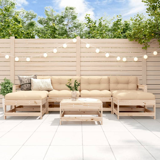 7 Piece Garden Lounge Set Solid Wood Pine