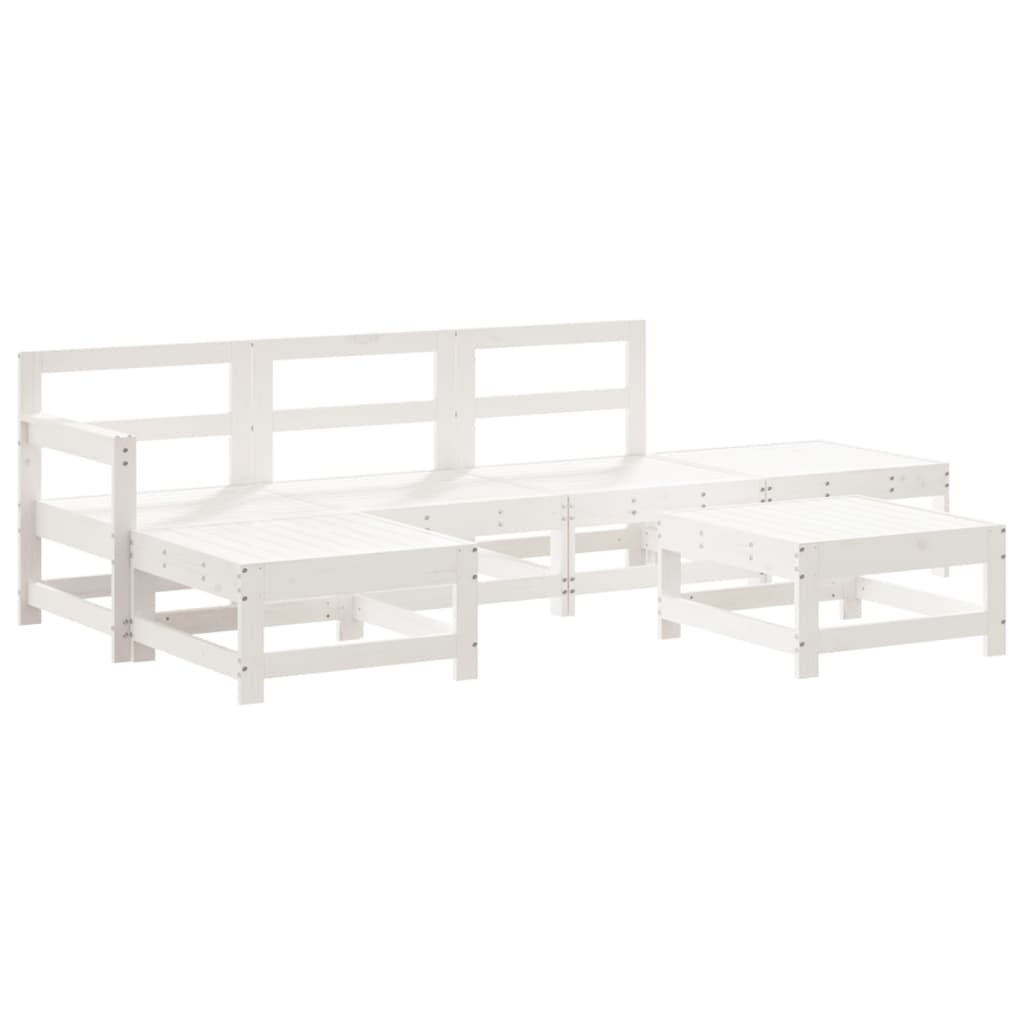6 Piece Garden Lounge Set White Solid Wood Pine
