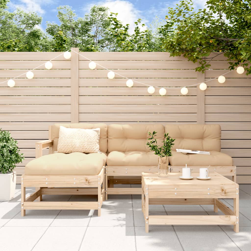 5 Piece Garden Lounge Set Solid Wood Pine