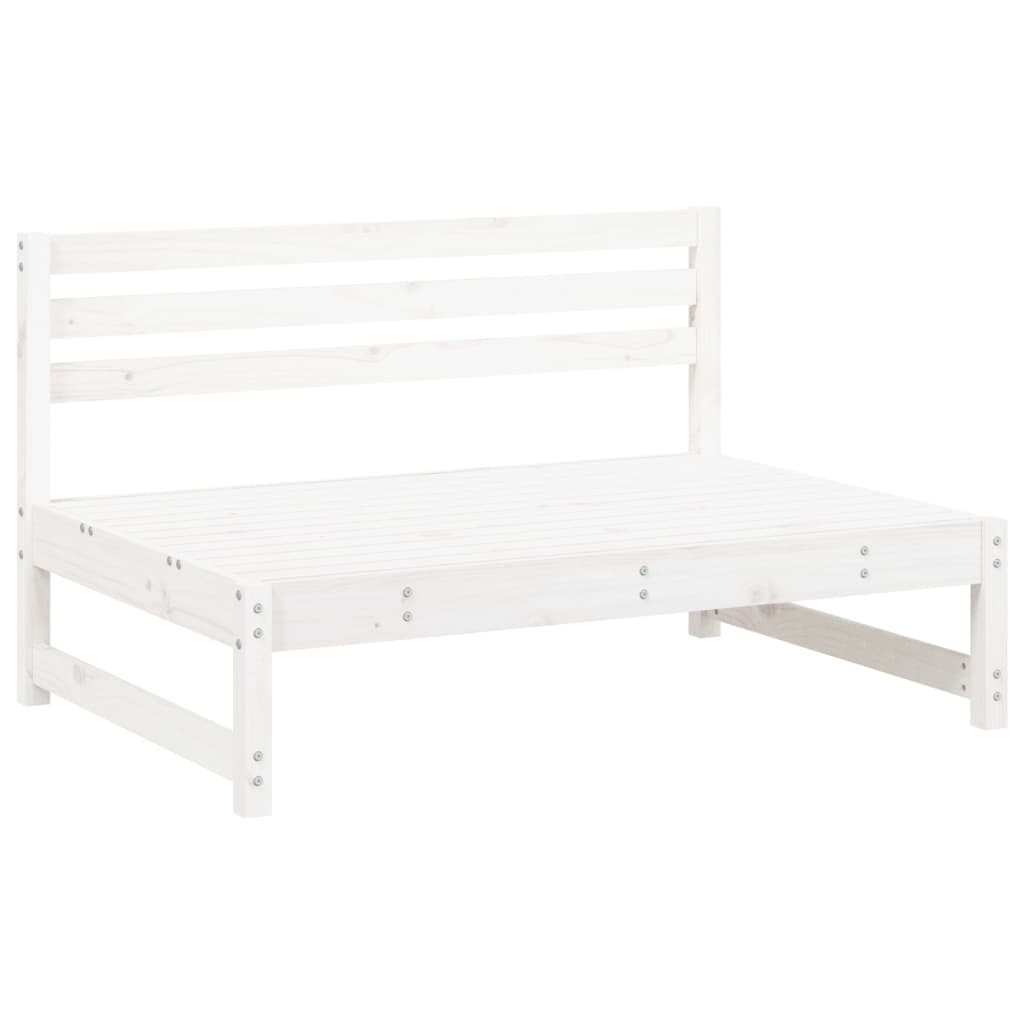 5 Piece Garden Lounge Set White Solid Wood Pine