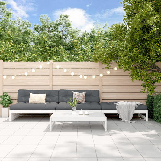 4 Piece Garden Lounge Set White Solid Wood Pine