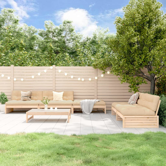 6 Piece Garden Lounge Set Solid Wood Pine