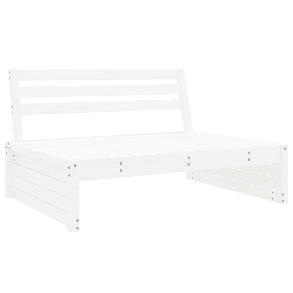 6 Piece Garden Lounge Set White Solid Wood Pine