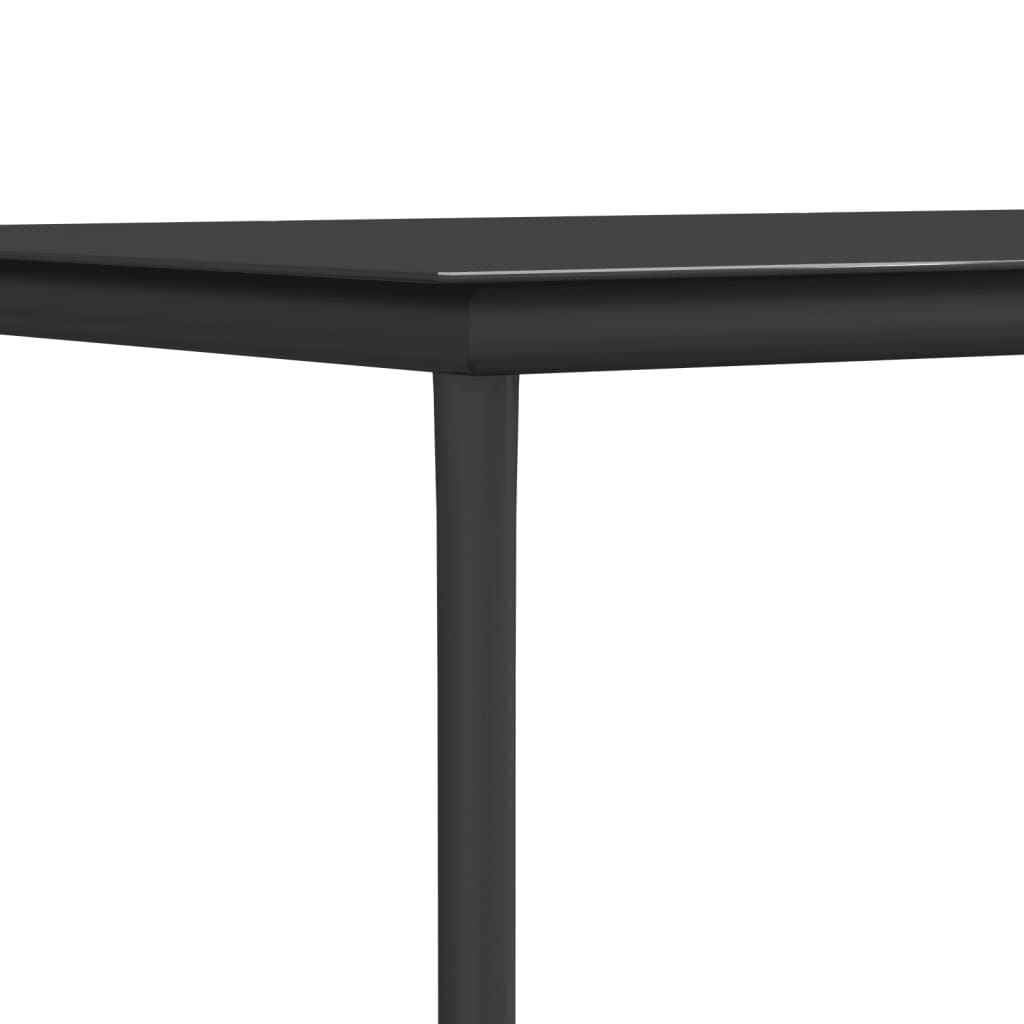 7 Piece Garden Dining Set Black Textilene and Steel