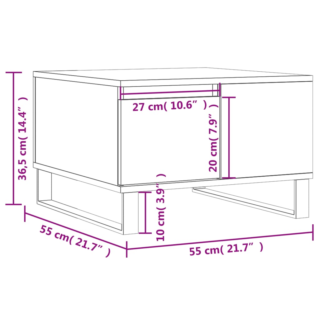 Coffee Table Smoked Oak 55x55x36.5 cm Engineered Wood