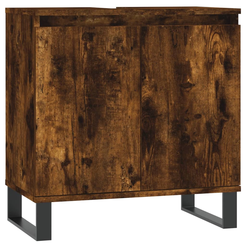 3 Piece Bathroom Cabinet Set Smoked Oak Engineered Wood