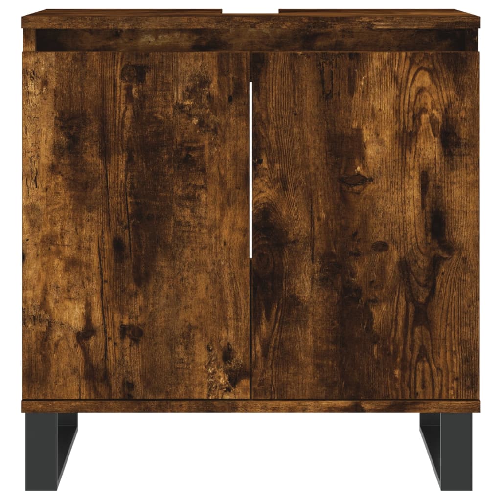 3 Piece Bathroom Cabinet Set Smoked Oak Engineered Wood