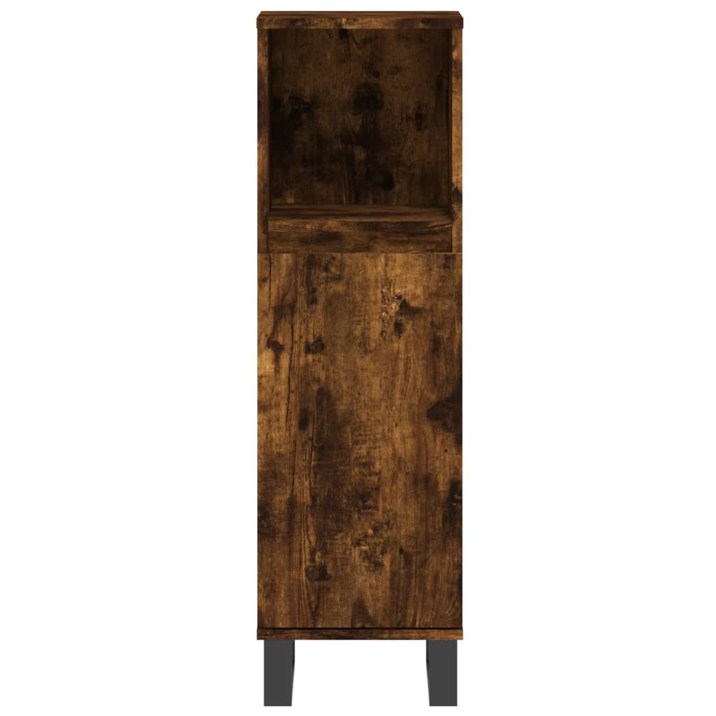 3 Piece Bathroom Cabinet Set Smoked Oak Engineered Wood