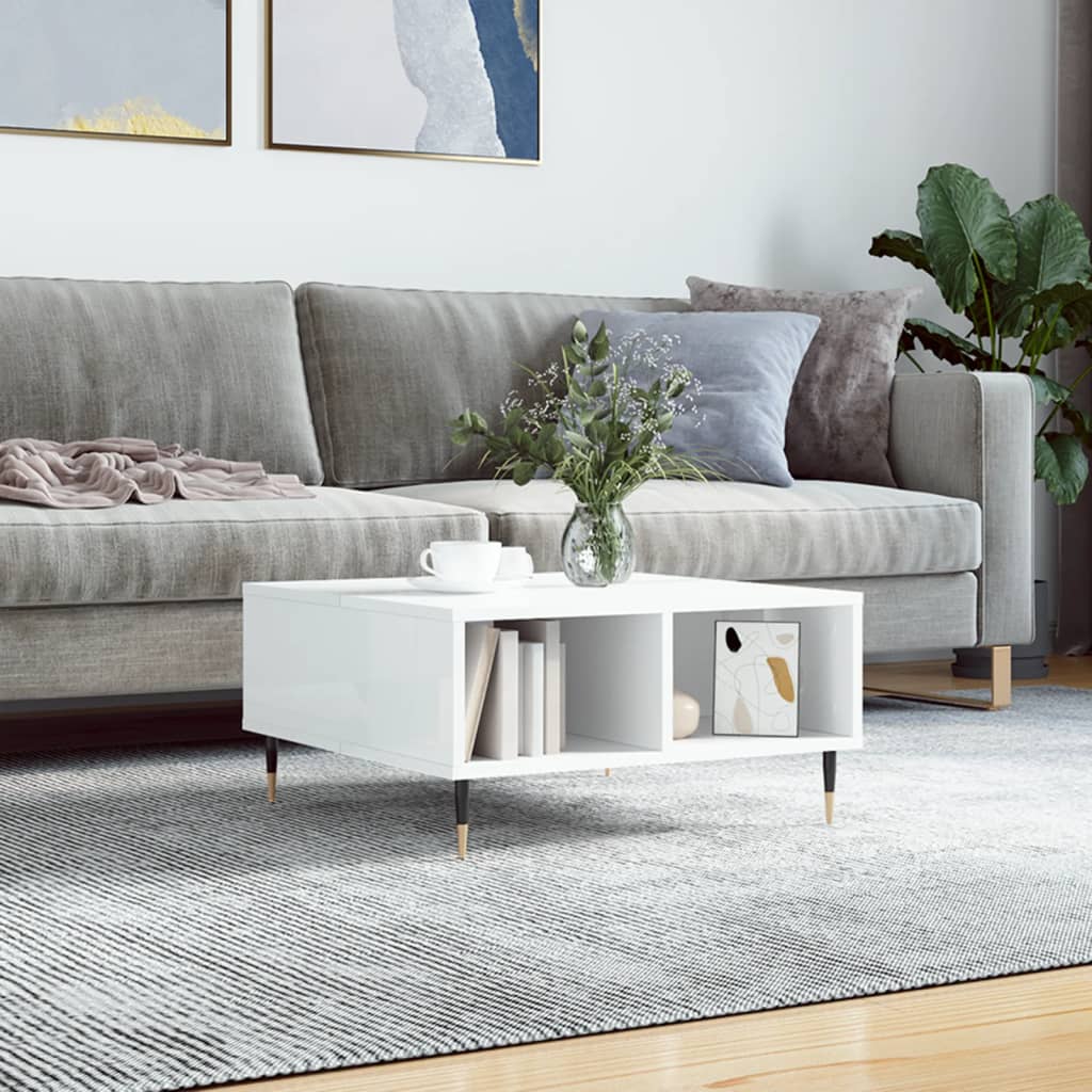 Coffee Table High Gloss White 60x60x30 cm Engineered Wood