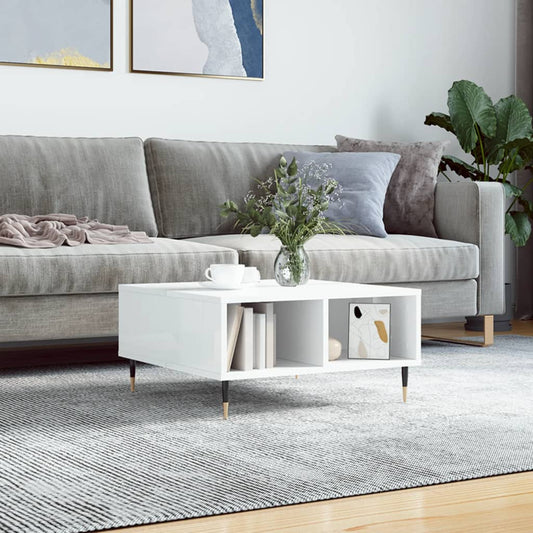 Coffee Table High Gloss White 60x60x30 cm Engineered Wood