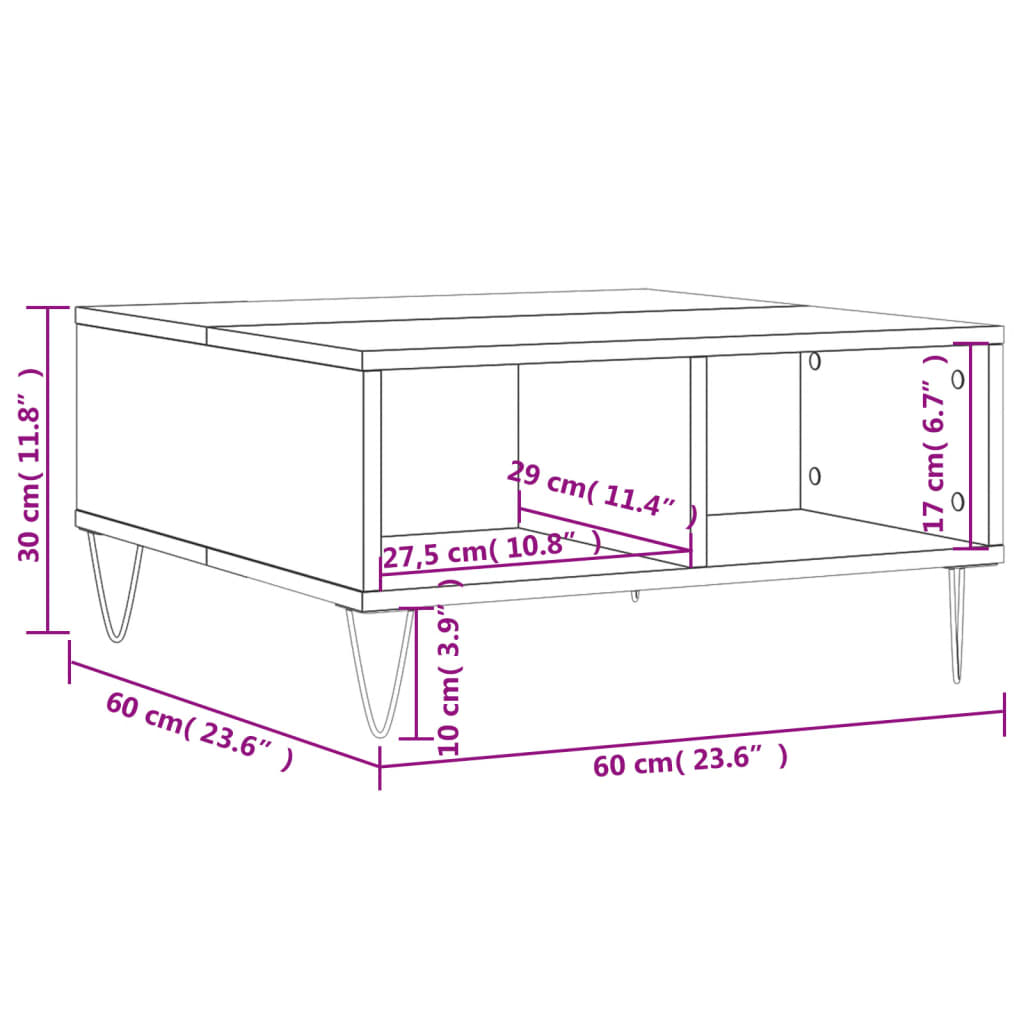 Coffee Table High Gloss White 60x60x30 cm Engineered Wood