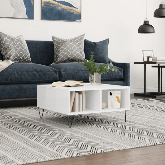 Coffee Table High Gloss White 60x60x30 cm Engineered Wood