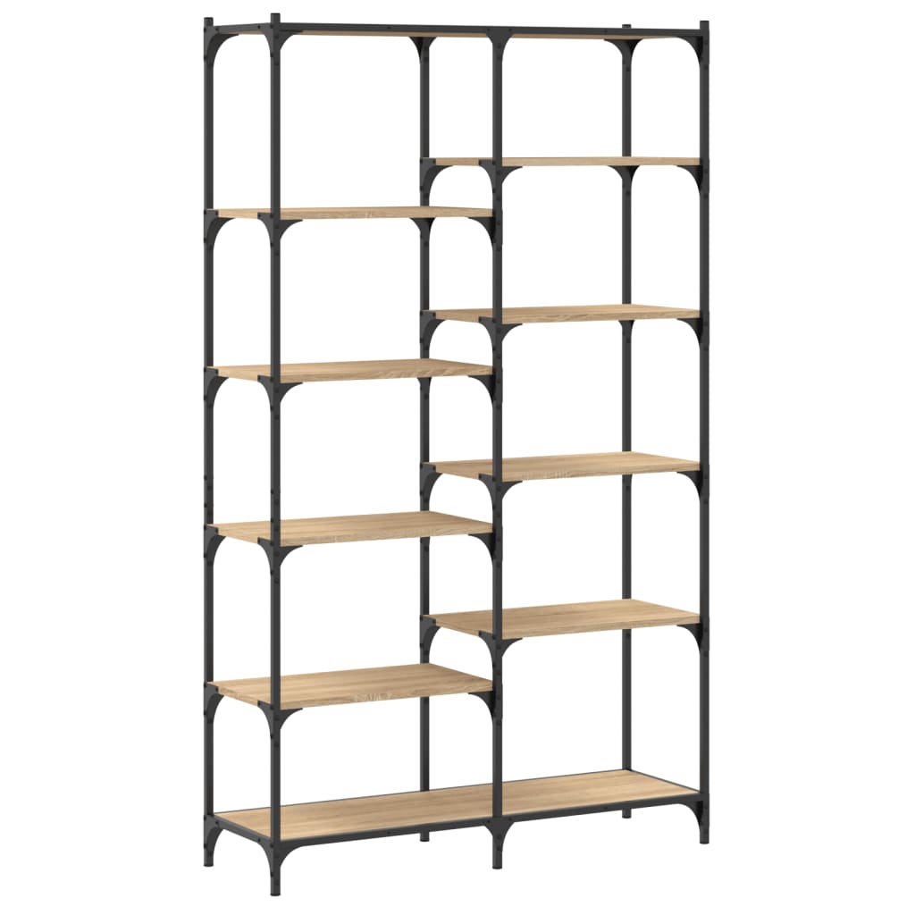 Bookshelf Sonoma Oak 100x32x170 cm Engineered Wood and Iron