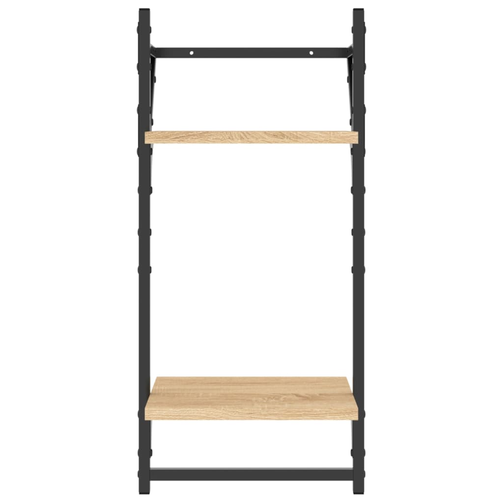 2-Tier Wall Shelves with Bars 2 pcs Sonoma Oak 30x25x65 cm
