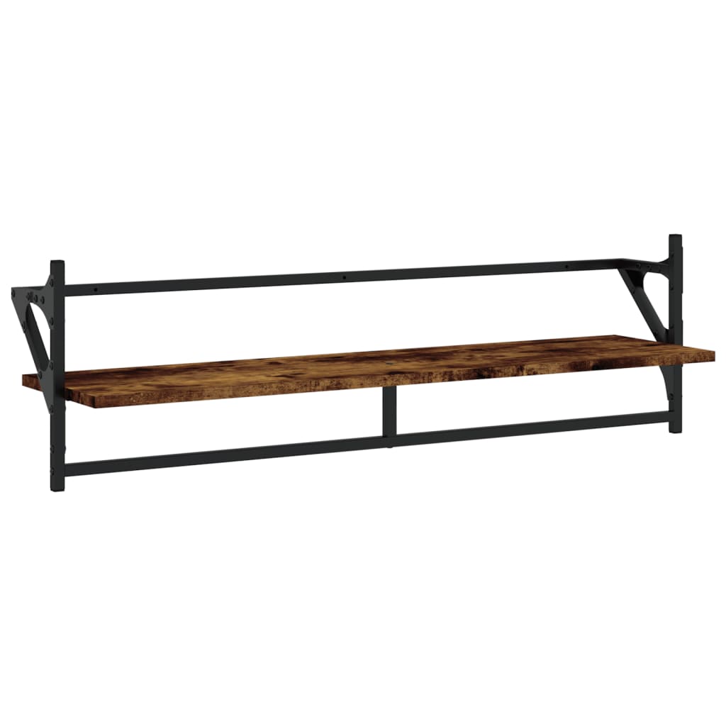 6 Piece Wall Shelf Set with Bars Smoked Oak Engineered Wood