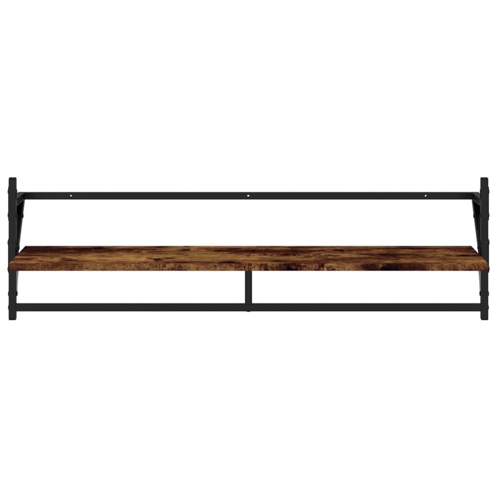 6 Piece Wall Shelf Set with Bars Smoked Oak Engineered Wood