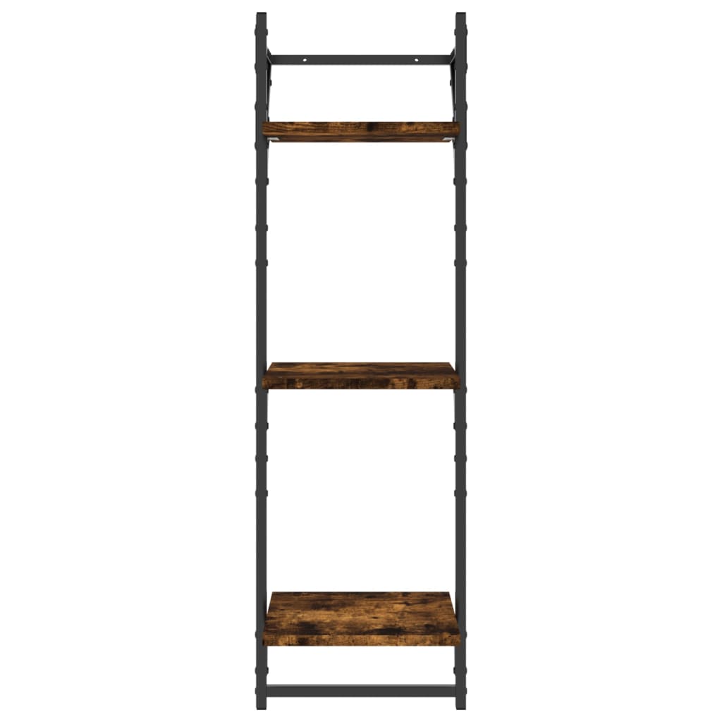 6 Piece Wall Shelf Set with Bars Smoked Oak Engineered Wood