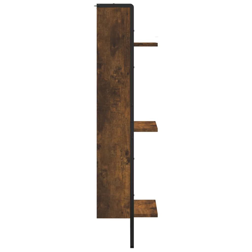 3-Tier Wall Shelf Smoked Oak 30x25x100 cm Engineered Wood