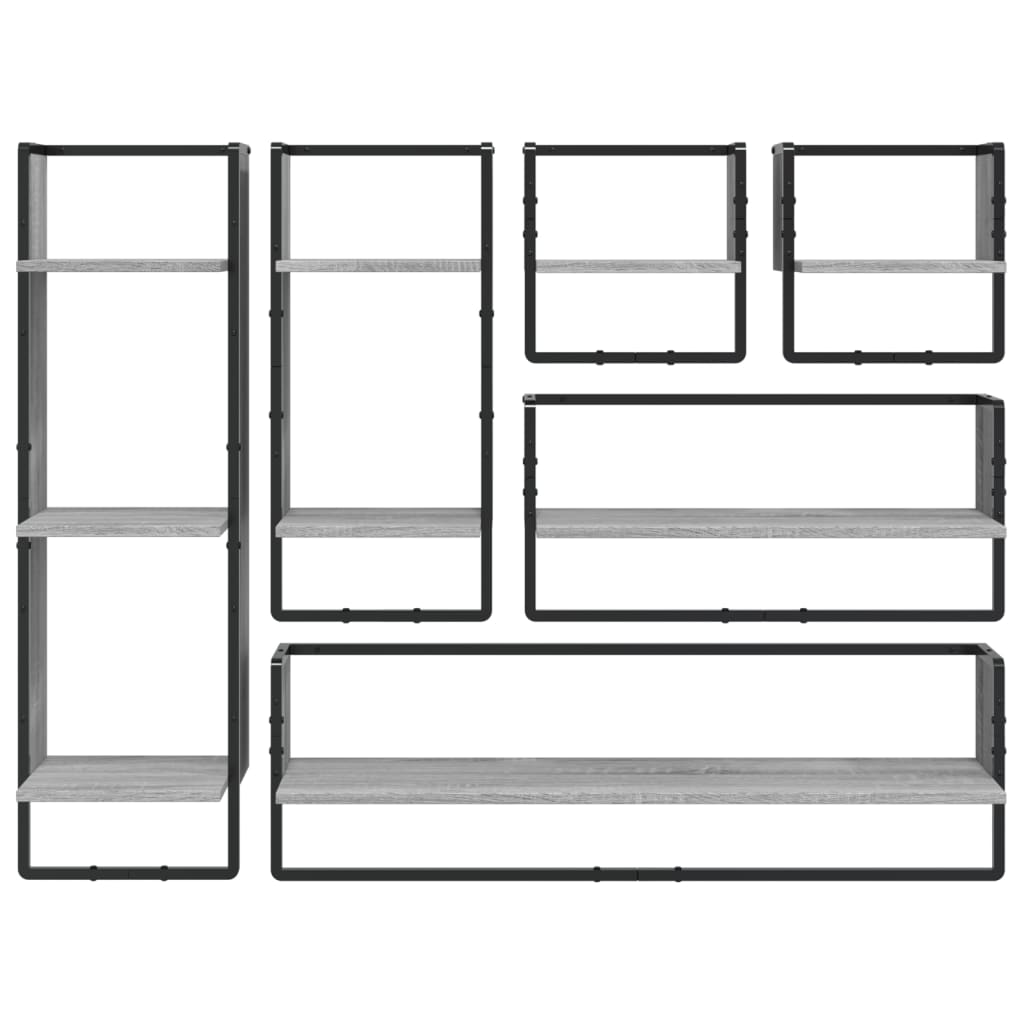 6 Piece Wall Shelf Set with Bars Grey Sonoma Engineered Wood