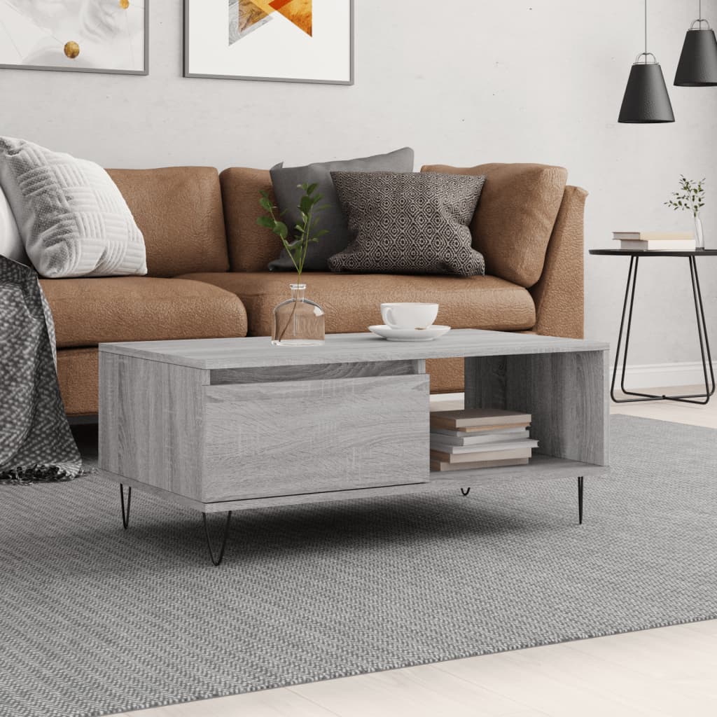 Coffee Table Grey Sonoma 90x50x36.5 cm Engineered Wood