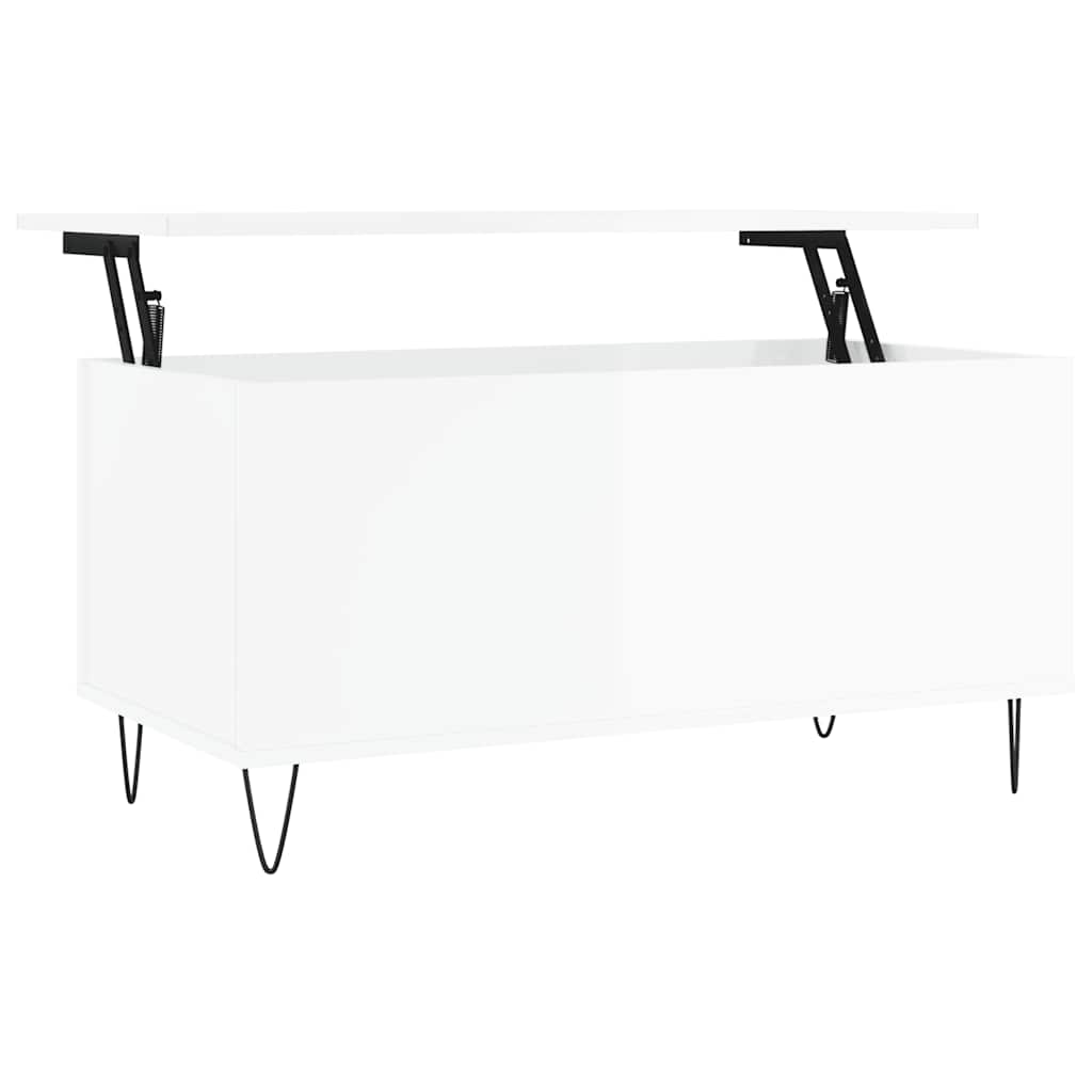 Coffee Table High Gloss White 90x44.5x45 cm Engineered Wood