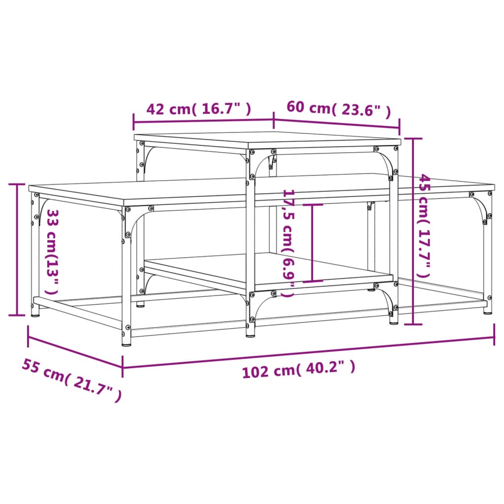 Coffee Table Smoked Oak 102x60x45 cm Engineered Wood