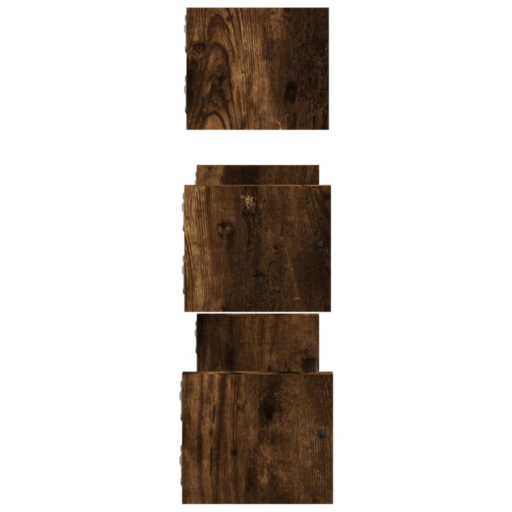 3 Piece Wall Shelf Set with Bars Smoked Oak Engineered wood