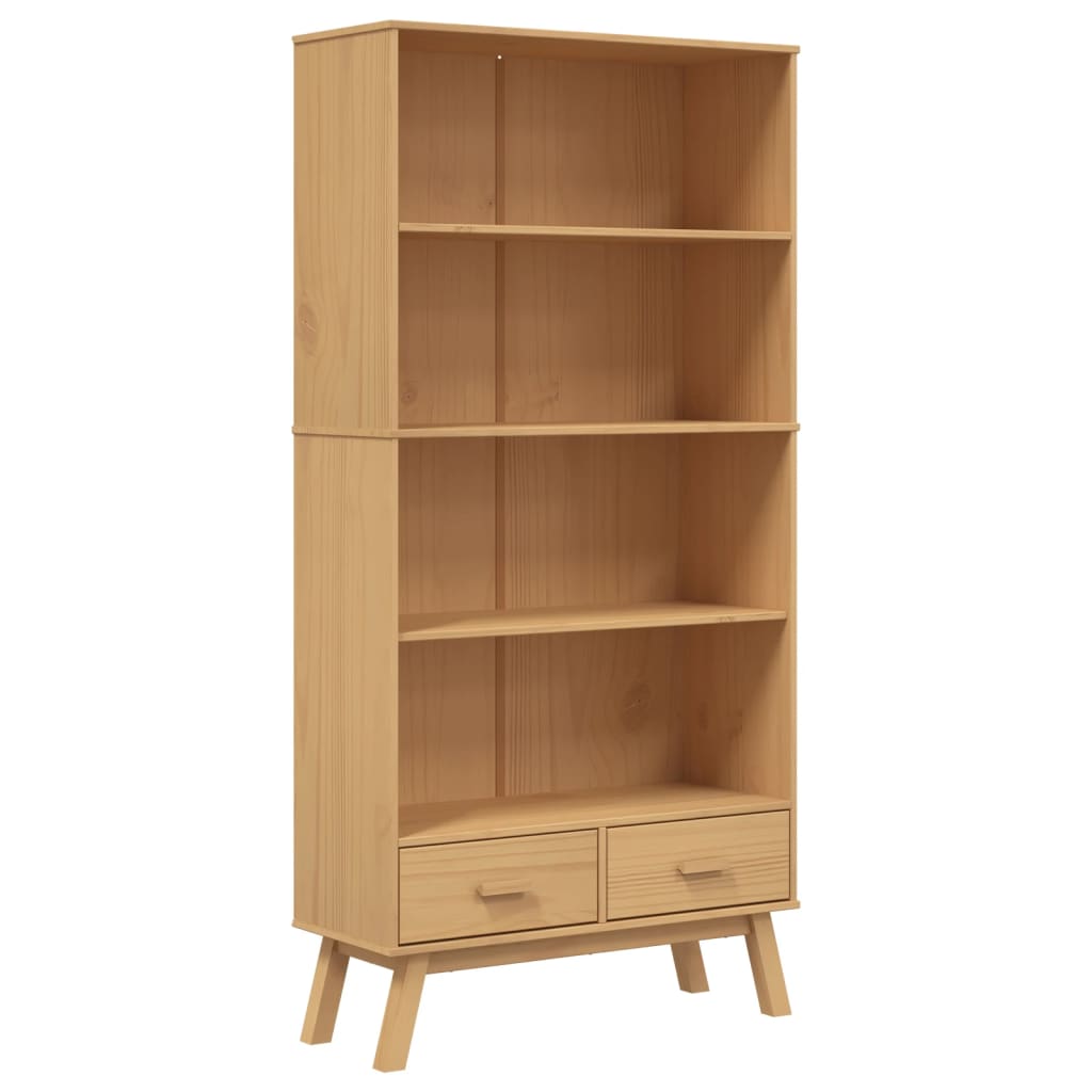 Bookcase 4-Tier OLDEN Brown Solid Wood Pine