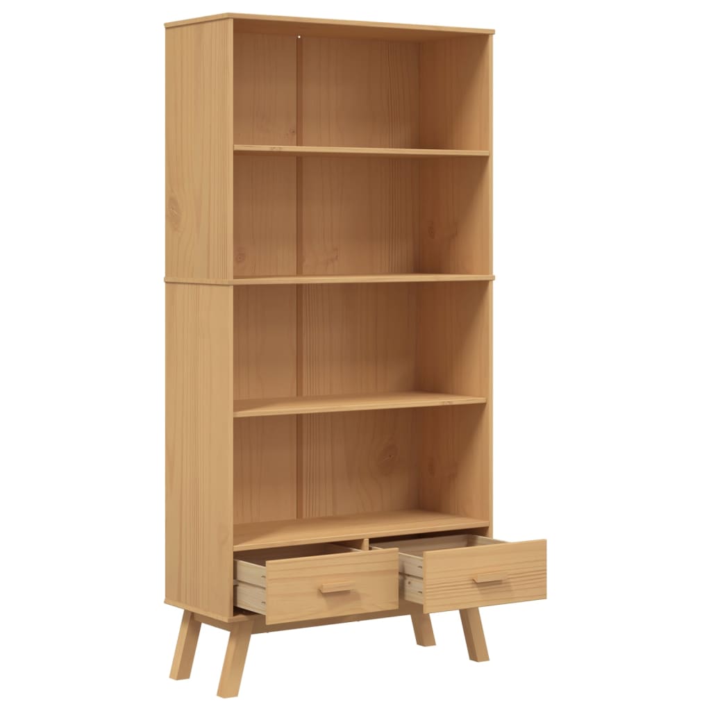 Bookcase 4-Tier OLDEN Brown Solid Wood Pine