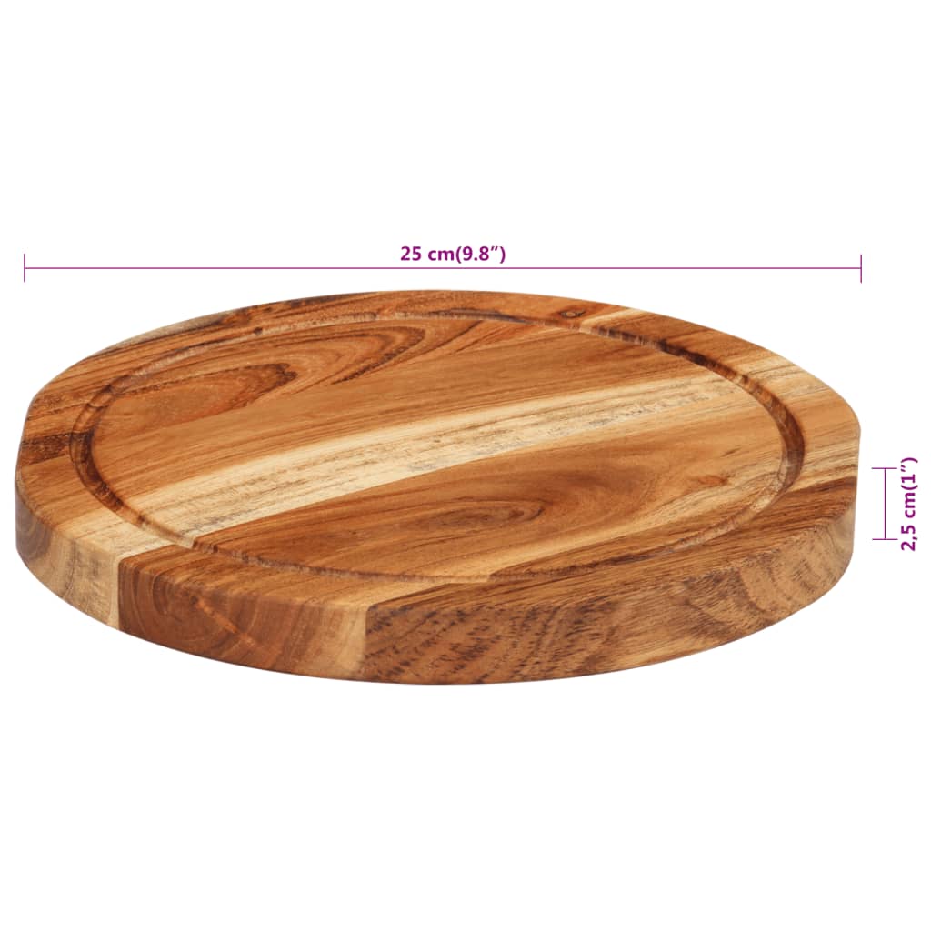 Chopping Board Ø25x2.5 cm Solid Wood Acacia